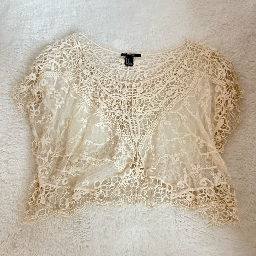 Forever 21 Crochet Crop Top Small